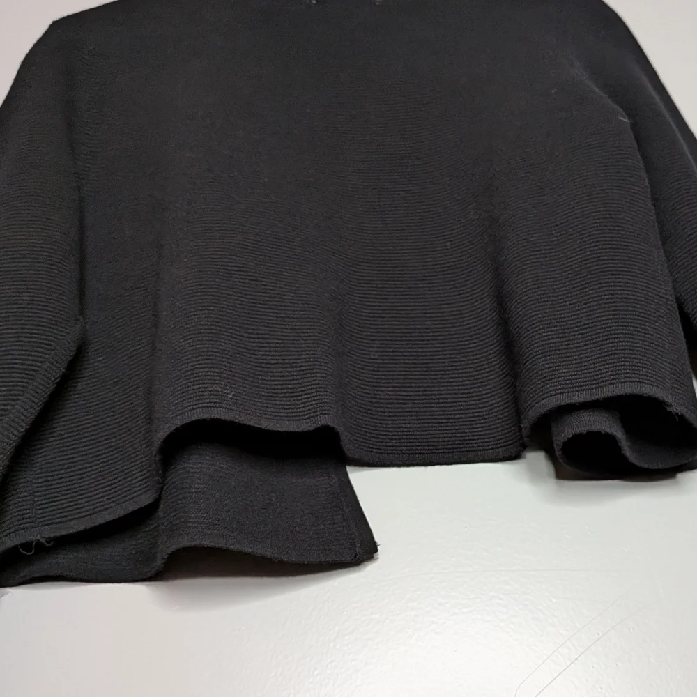 Charter Club Cardigan Sweater Black TexturedOpen Front Cropped Size M - Picture 11 of 16